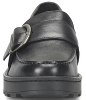 Born Contessa Leather Buckled Strap Lug Sole Loafers