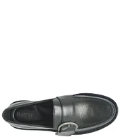 Born Contessa Leather Buckled Strap Lug Sole Loafers