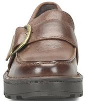 Born Contessa Leather Buckled Strap Lug Sole Loafers