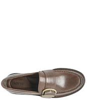 Born Contessa Leather Buckled Strap Lug Sole Loafers