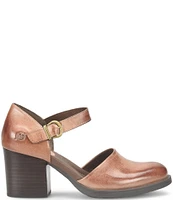 Born Haida Leather Block Heel Mary Jane Pumps