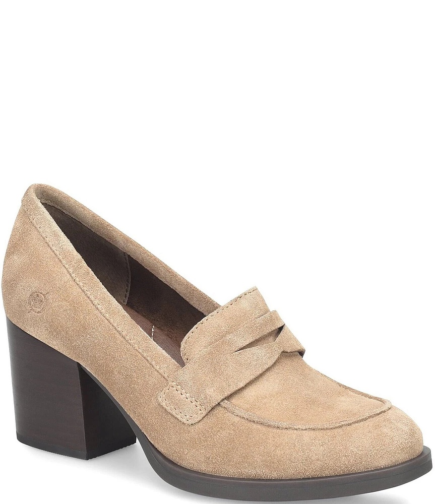 Born Holliston Taupe Suede Penny Loafer Pumps