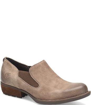 Born Kade Taupe Distressed Leather Slip Ons