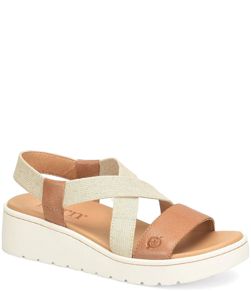 Born Kasady Leather Stretch Platform Wedge Sandals