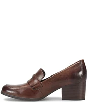 Born Kasi Leather Block Heel Penny Loafers