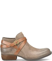 Born Kelle Distressed Suede Leather Buckle Strap Ankle Boots