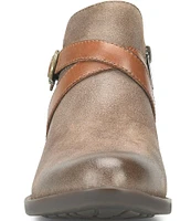 Born Kelle Distressed Suede Leather Buckle Strap Ankle Boots