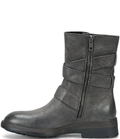 Born Mayne Distressed Suede Buckle Straps Moto Boots