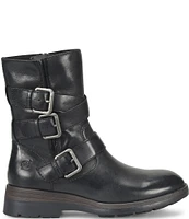 Born Mayne Leather Buckle Straps Moto Boots