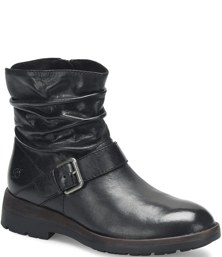 Born Midway Leather Slouched Shaft Buckle Moto Booties