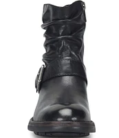 Born Midway Leather Slouched Shaft Buckle Moto Booties