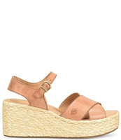 Born Moriah Leather Jute Platform Wedge Sandals