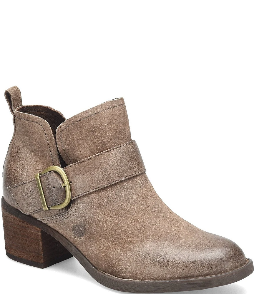 Born Royce Distressed Suede Buckle Strap Booties