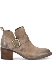 Born Royce Distressed Suede Buckle Strap Booties