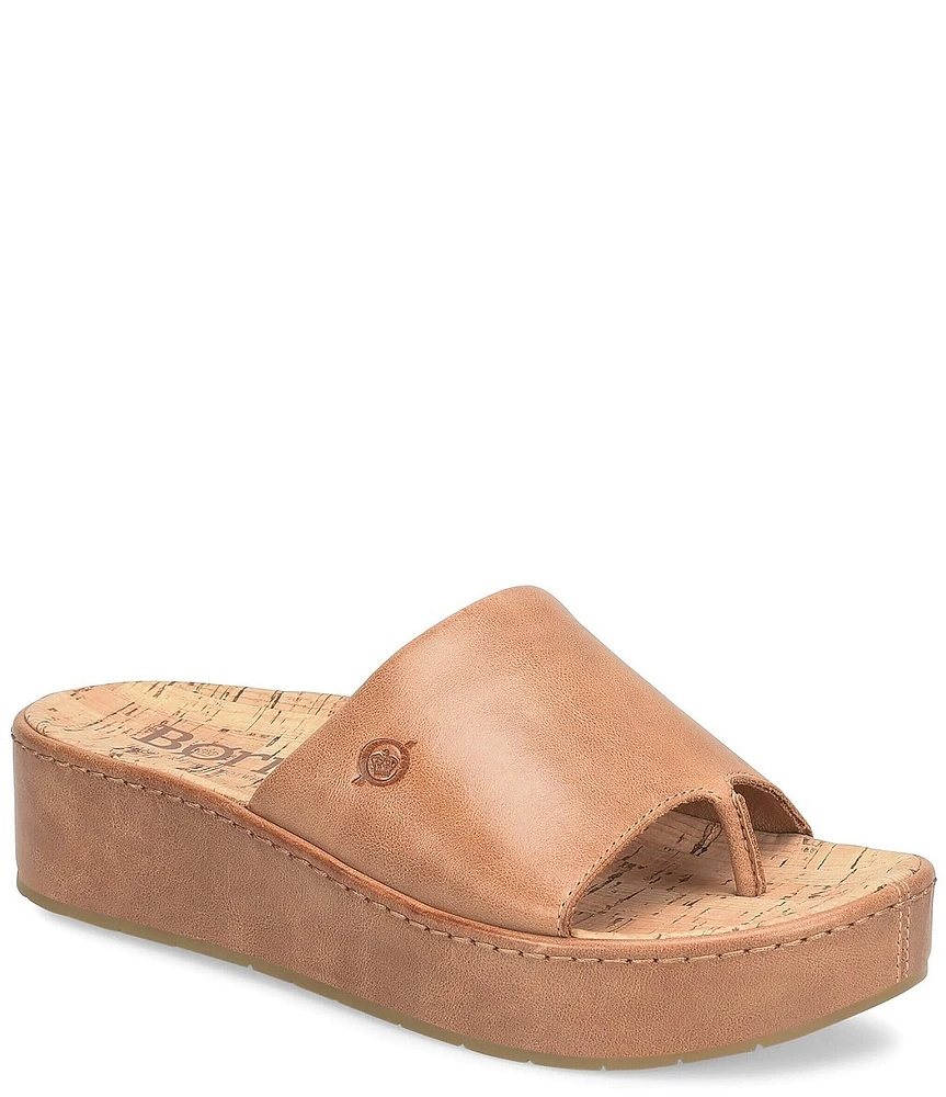 Born Sharr Leather Platform Thong Sandals