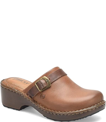 Born Tru Buckle Strap Detail Leather Clogs