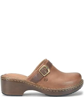 Born Tru Buckle Strap Detail Leather Clogs