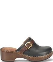 Born Tru Buckle Strap Detail Leather Clogs