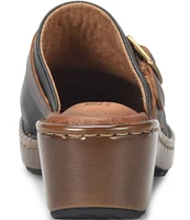 Born Tru Buckle Strap Detail Leather Clogs