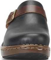 Born Tru Buckle Strap Detail Leather Clogs