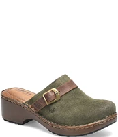 Born Tru Buckle Strap Detail Suede Clogs