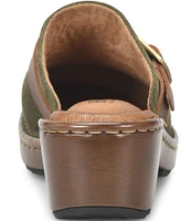 Born Tru Buckle Strap Detail Suede Clogs