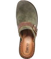 Born Tru Buckle Strap Detail Suede Clogs