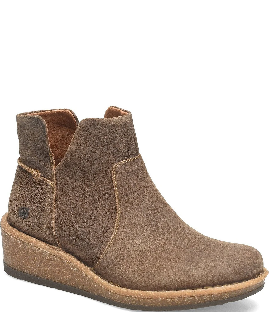 Born Viv Distressed Suede Wedge Ankle Booties