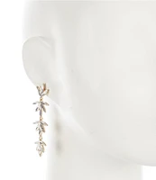 Borrowed & Blue by Southern Living Flower Linear Crystal Gold Statement Earrings