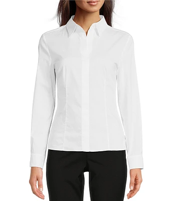 BOSS by Hugo Boss Bashinah Point Collar Long Sleeve Slim Fit Blouse