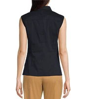 BOSS by Hugo Boss Bashivah Cotton Poplin Point Collar Sleeveless Side Zip Blouse