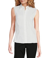 BOSS by Hugo Boss Bashivah Cotton Poplin Point Collar Sleeveless Side Zip Blouse