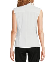 BOSS by Hugo Boss Bashivah Cotton Poplin Point Collar Sleeveless Side Zip Blouse