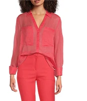 BOSS by Hugo Boss Calypso Point Collar V-Neck Long Sleeve Shirt