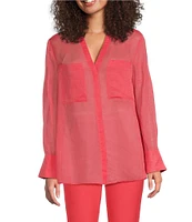 BOSS by Hugo Boss Calypso Point Collar V-Neck Long Sleeve Shirt