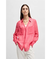BOSS by Hugo Boss Calypso Point Collar V-Neck Long Sleeve Shirt