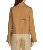 BOSS by Hugo Boss Caspera Stretch Woven Oversized Lapel Collar Double Breasted Crop Trench Jacket