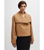 BOSS by Hugo Boss Caspera Stretch Woven Oversized Lapel Collar Double Breasted Crop Trench Jacket