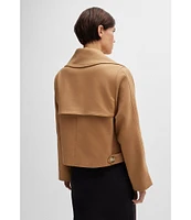 BOSS by Hugo Boss Caspera Stretch Woven Oversized Lapel Collar Double Breasted Crop Trench Jacket