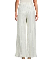 BOSS by Hugo Boss Coordinating Tiana Linen Blend Pinstripe Wide Leg Pleated Trouser