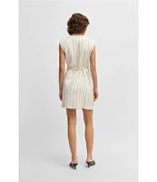 BOSS by Hugo Boss Dagania Pinstripe Linen Blend V-Neck Sleeveless Wrap Dress