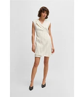 BOSS by Hugo Boss Dagania Pinstripe Linen Blend V-Neck Sleeveless Wrap Dress