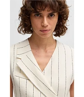 BOSS by Hugo Boss Dagania Pinstripe Linen Blend V-Neck Sleeveless Wrap Dress