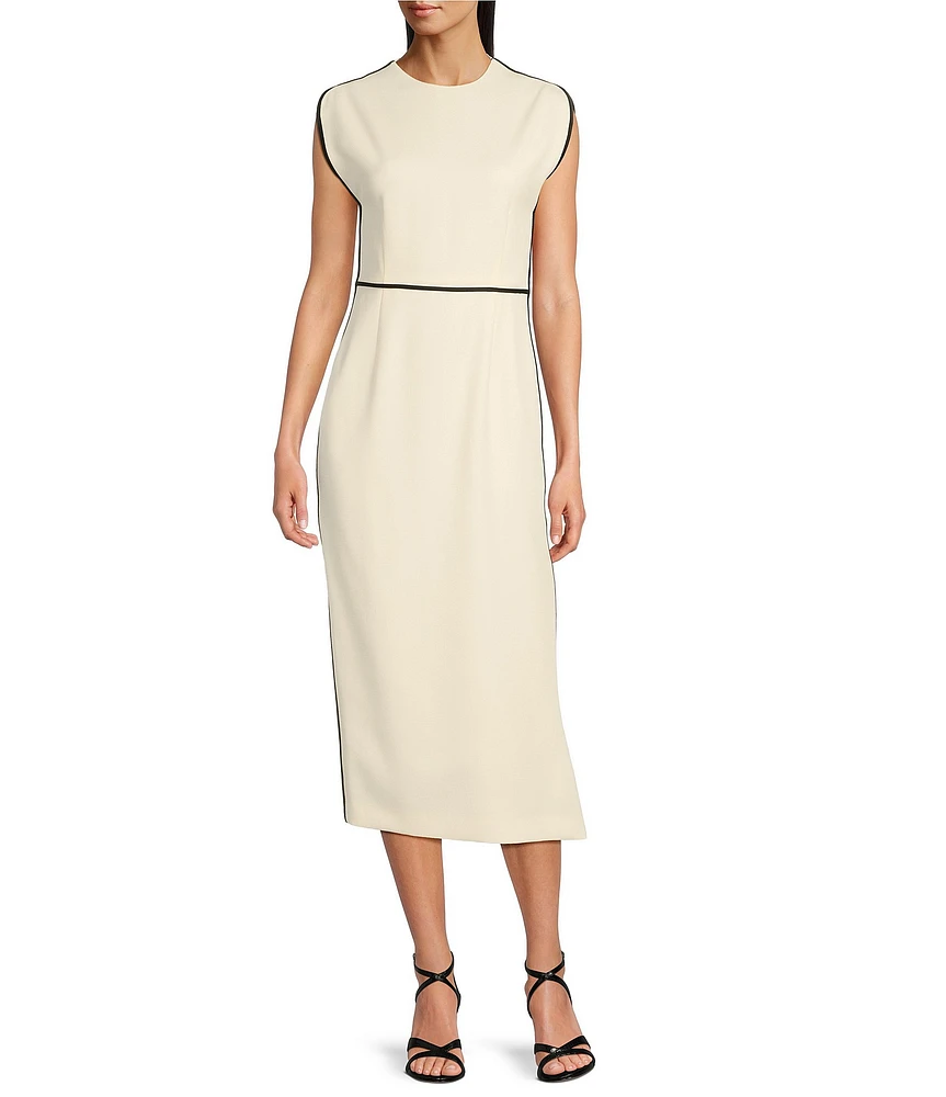 BOSS by Hugo Boss Detira Twill Round Neck Cap Sleeve Midi Dress
