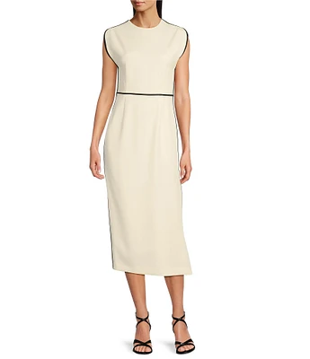 BOSS by Hugo Boss Detira Twill Round Neck Cap Sleeve Midi Dress
