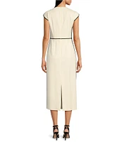 BOSS by Hugo Boss Detira Twill Round Neck Cap Sleeve Midi Dress