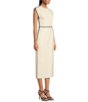 BOSS by Hugo Boss Detira Twill Round Neck Cap Sleeve Midi Dress