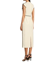 BOSS by Hugo Boss Detira Twill Round Neck Cap Sleeve Midi Dress