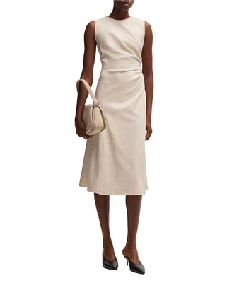 BOSS by Hugo Boss Dianah Crew Neck Sleeveless Side Ruche Midi Dress