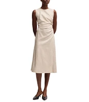 BOSS by Hugo Boss Dianah Crew Neck Sleeveless Side Ruche Midi Dress